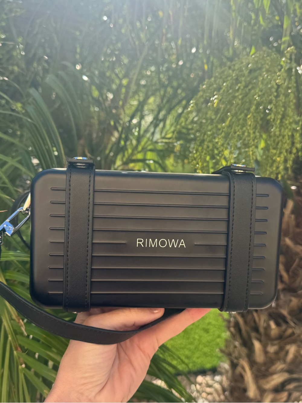 Rimowa Personal Crossbody Matte Black Aluminum Hard Case Shoulder Bag Rare